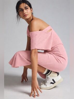 Anthro Daily Practice dolman sleeved midi dress in rose pink - M nwt